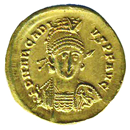 Златна монета &ndash; солид на имп. Аркадий (383 &ndash; 408 г.)